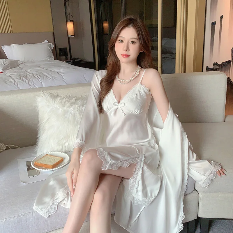 Luxury Ice Silk Camisole Night - Robe Silk Women 评论和价格
