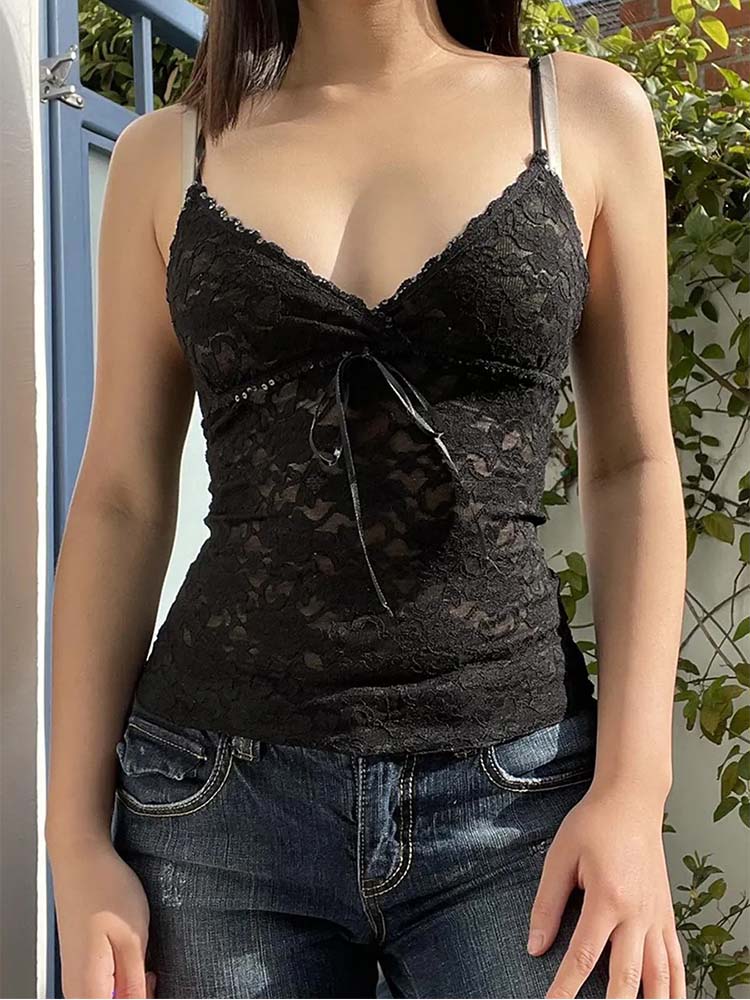 Black See Through Lace Cami Cr - Cami Top Lace 评论和价格