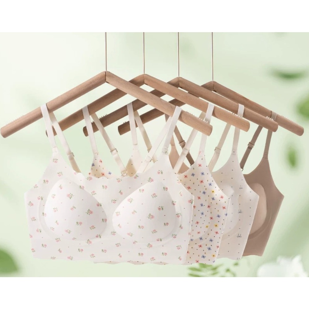 Hot Sale Cute Floral Bow Teen  - Bralette Wireless Soft 评论和价格